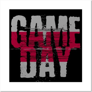 Scarlet and Black Gameday // Grunge Vintage Football Game Day Posters and Art